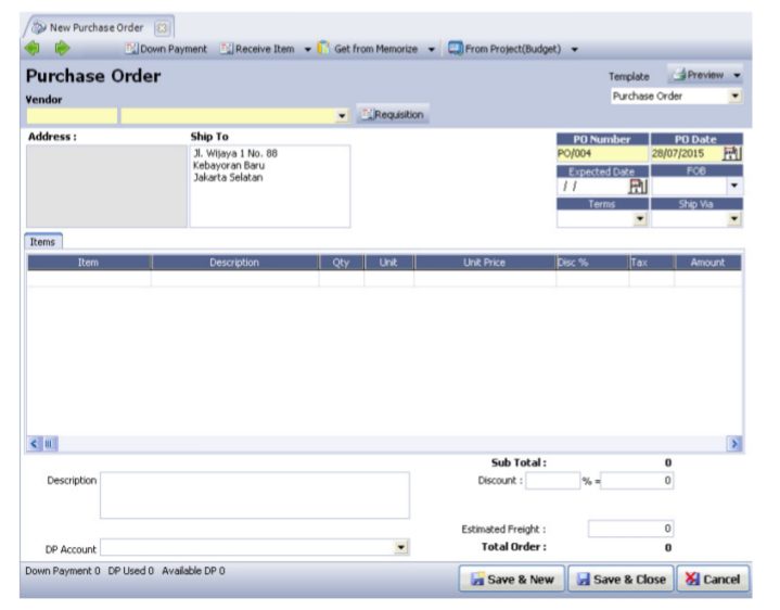 Fitur Pesanan Pembelian Purchase Order pada Accurate