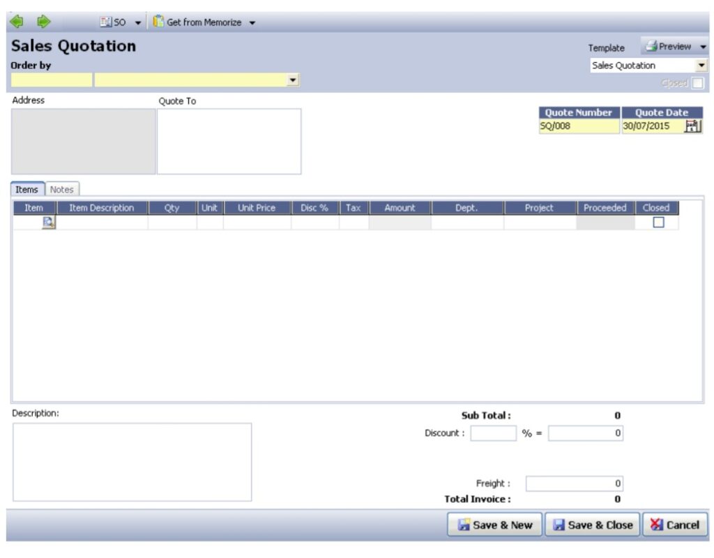 Formulir Penawaran Penjualan (Sales Quotation) di Accurate