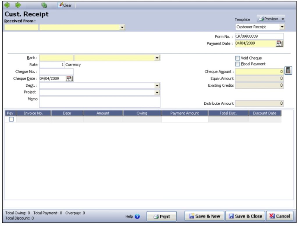 Formulir Penerimaan Penjualan Sales Receipt di Accurate