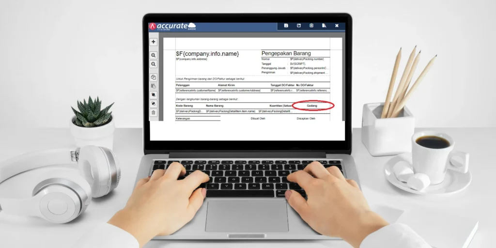 Nama Gudang di Desain Cetakan Pengepakan Barang Accurate