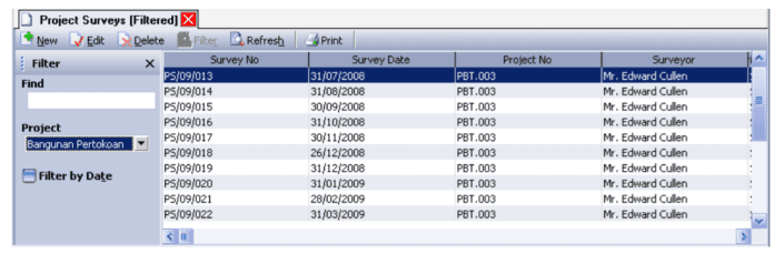 Daftar Survei Proyek List of Project Survey di Accurate