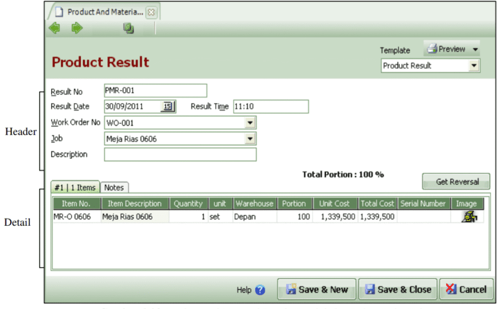 Product Material Result di Aktivitas Pabrikasi Accurate