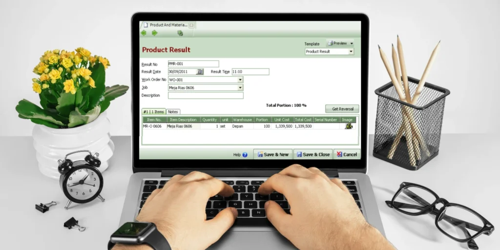 Product & Material Result di Aktivitas Pabrikasi Accurate