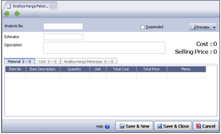 Analisa Harga Pekerjaan Work Price Analysis di Accurate