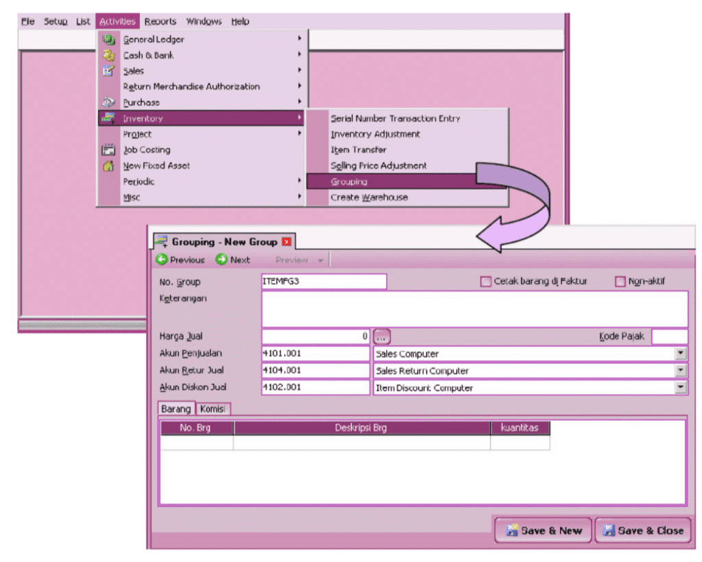 Cara Membuat Item Baru Tipe Grouping pada Accurate
