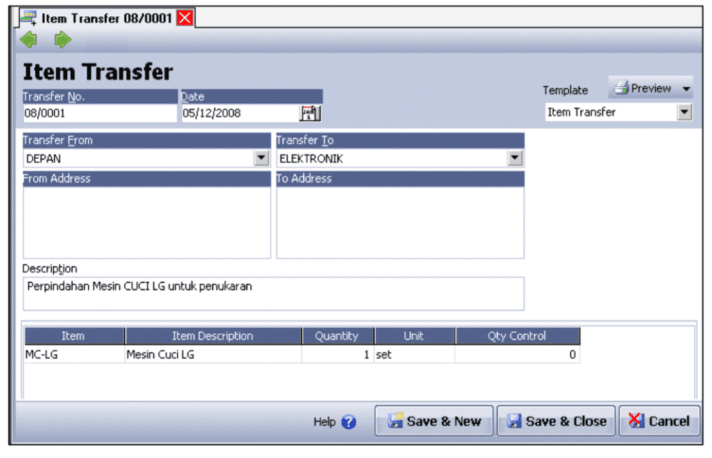 Fitur Pemindahan Barang Item Transfer pada Accurate