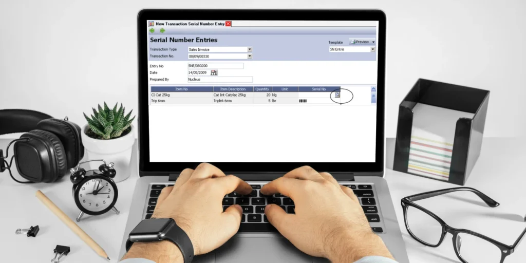 Formulir Serial Number Transaction Entry di Accurate