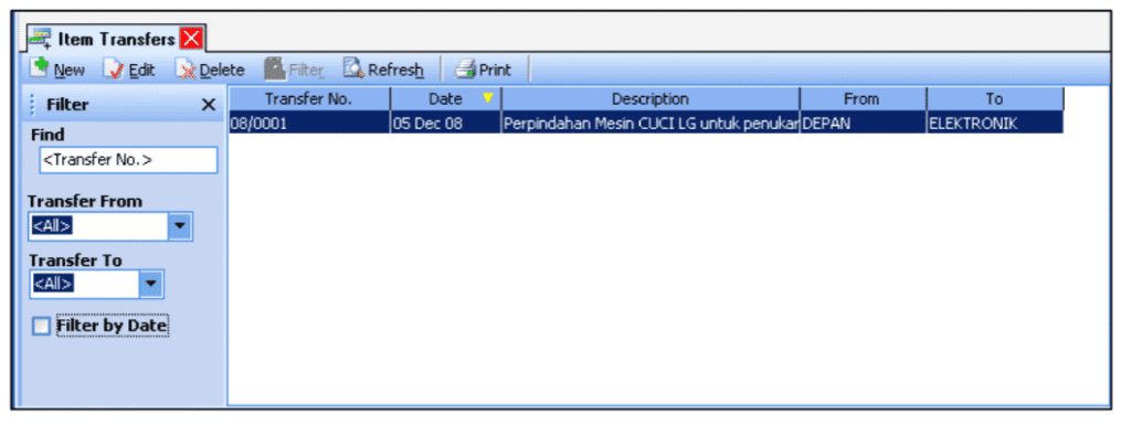 Melihat Daftar Formulir Pemindahan Barang di Accurate