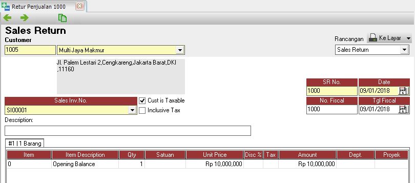 Retur Penjualan Pembelian Faktur Saldo Awal di Accurate