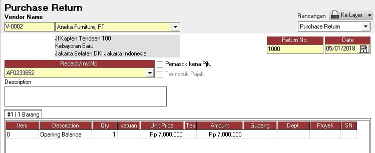 Retur Penjualan Pembelian Faktur Saldo Awal di Accurate