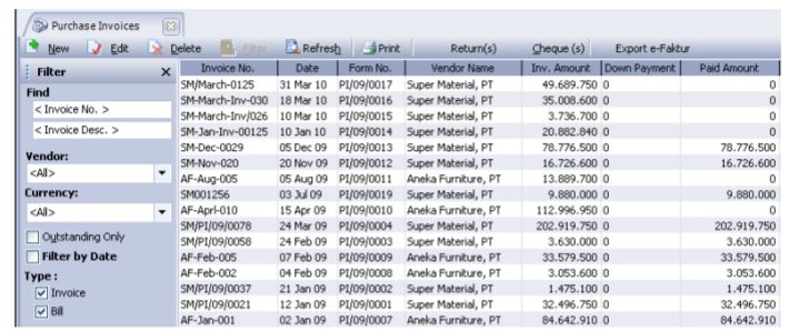 Cara Melihat Daftar Faktur Pembelian pada Accurate