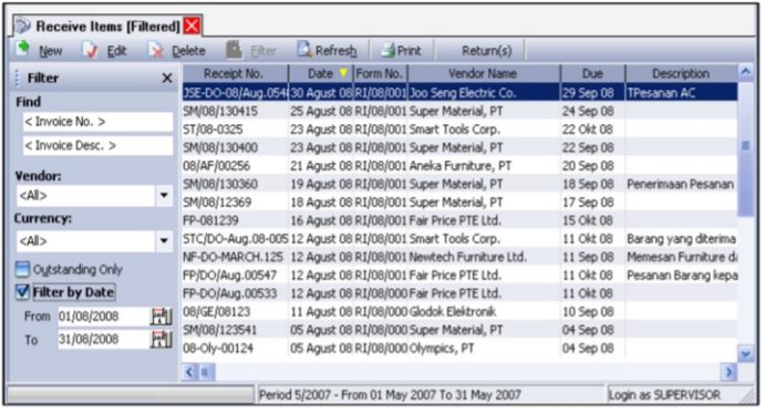 Cara Melihat Daftar Penerimaan Barang pada Accurate