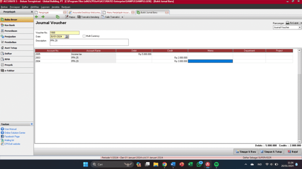Cara Pencatatan Pajak Penghasilan PPh di Accurate x