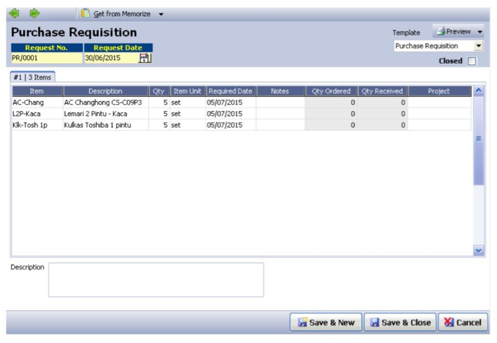 Fitur Purchase Requisition Permintaan Pembelian Accurate