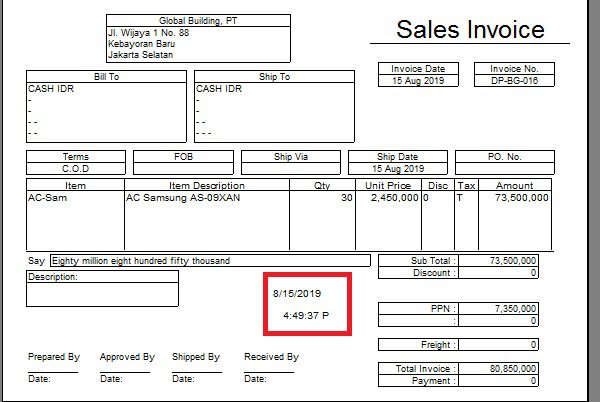 Menampilkan Tanggal Jam Pembuatan Transaksi Accurate
