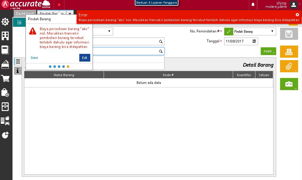 Error Biaya Persediaan Barang XXX NOL di Accurate Online