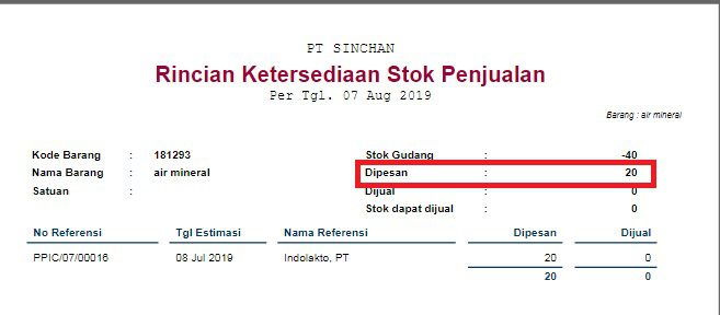 Hitungan Barang Dipesan Ulang di Widget Accurate Online