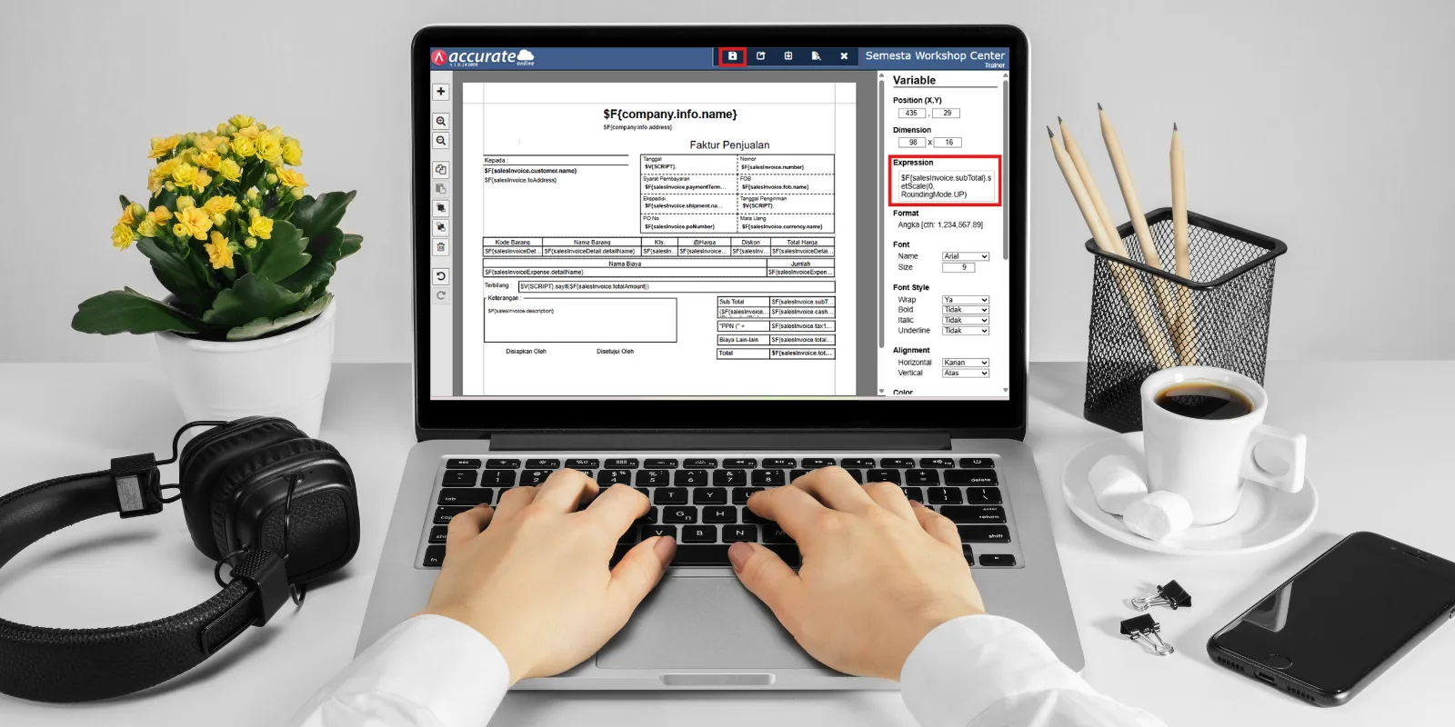 Membulatkan Ke AtasBawah Tampilan Preview Accurate Online
