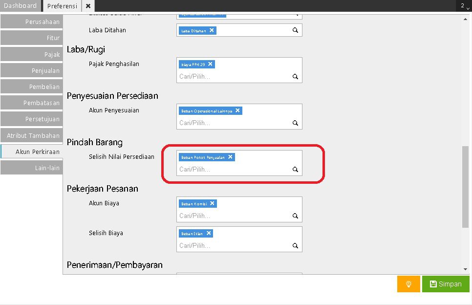 Selisih Nilai di Transaksi Pindah Barang Accurate Online