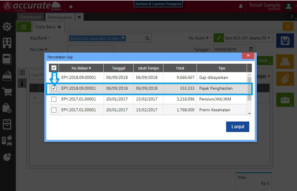 Pembayaran PPH dan Pengisian NTPN di Accurate Online