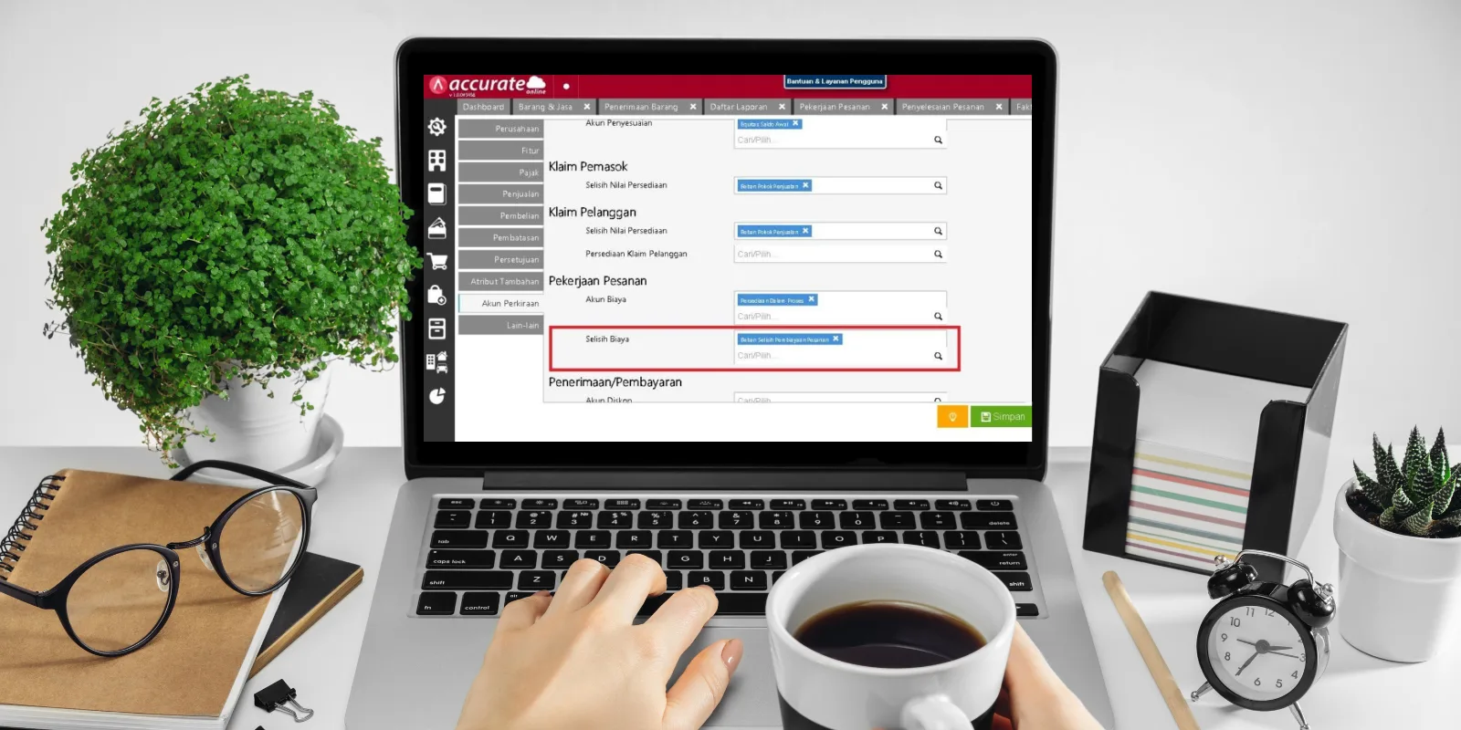 Selisih Transaksi Pekerjaan Pesanan di Accurate Online