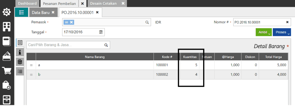 Menampilkan Total Qty di Purchase Order Accurate Online x
