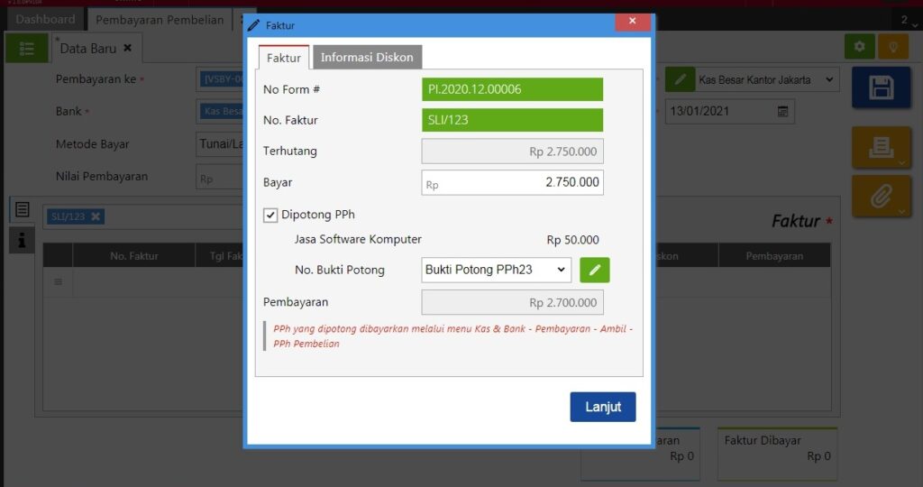 Saldo Awal Hutang dengan PPh di Accurate Online x