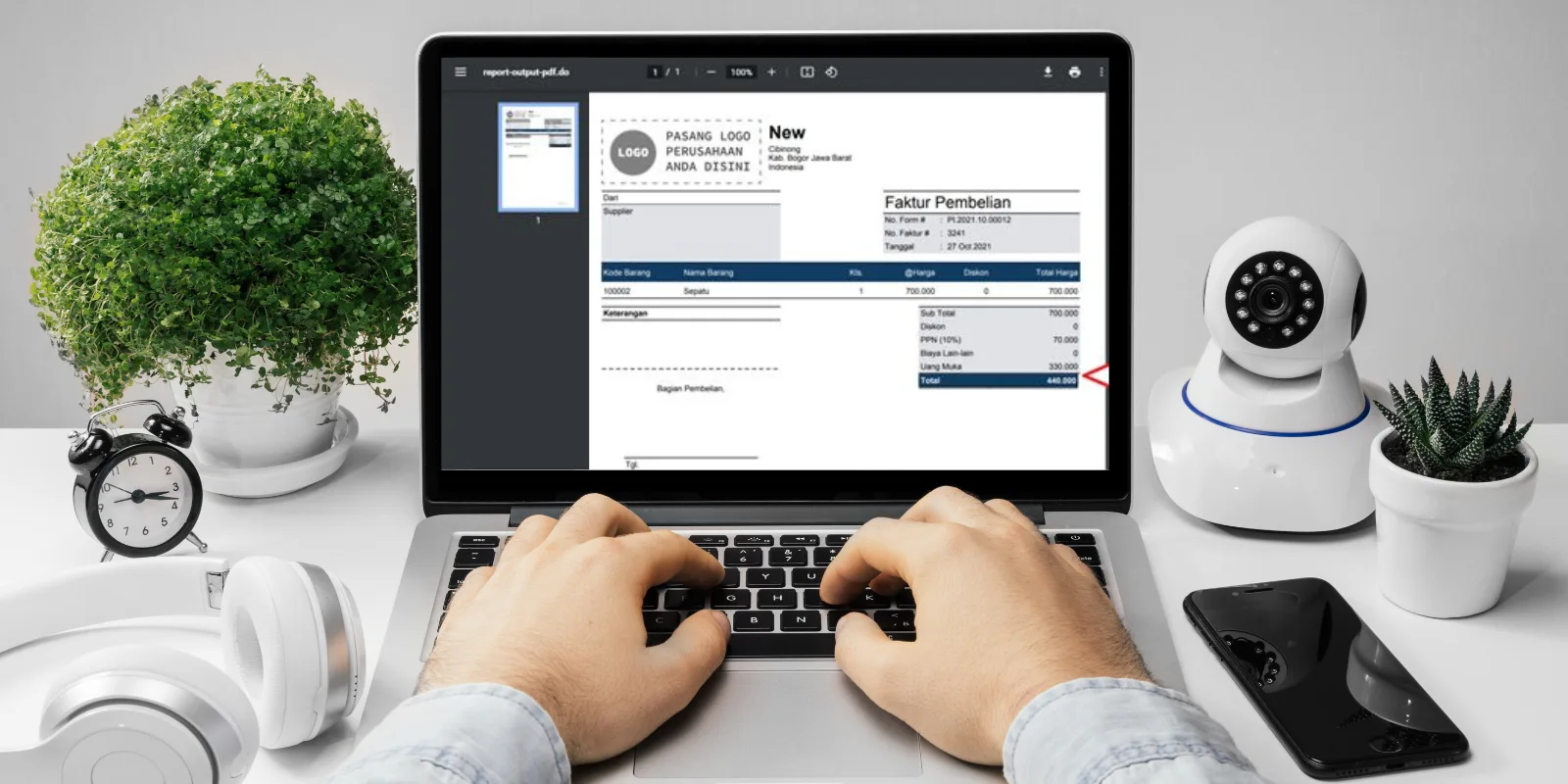 Nilai Uang Muka Pembelian di Cetakan Faktur Accurate Online