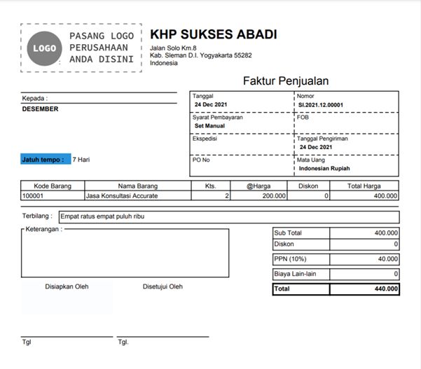 Rentang Jatuh Tempo di Faktur Penjualan Accurate Online